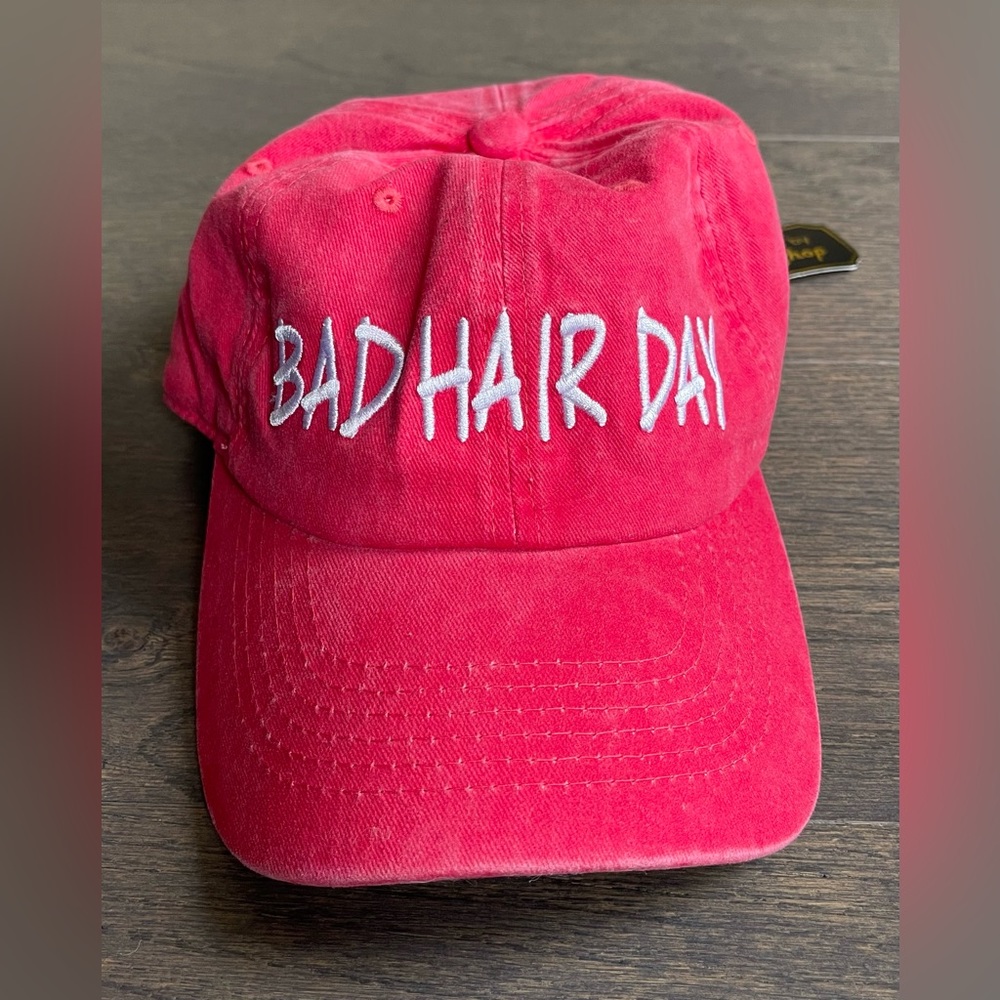 Women's Hat Bad Hair Day Embroidered Hat - NWT - Pink